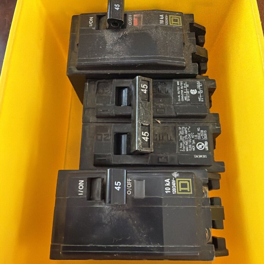 Lot of 3 45 Amp 2 Pole Circuit Breaker Siemens Type QP Square D Homeline Mix